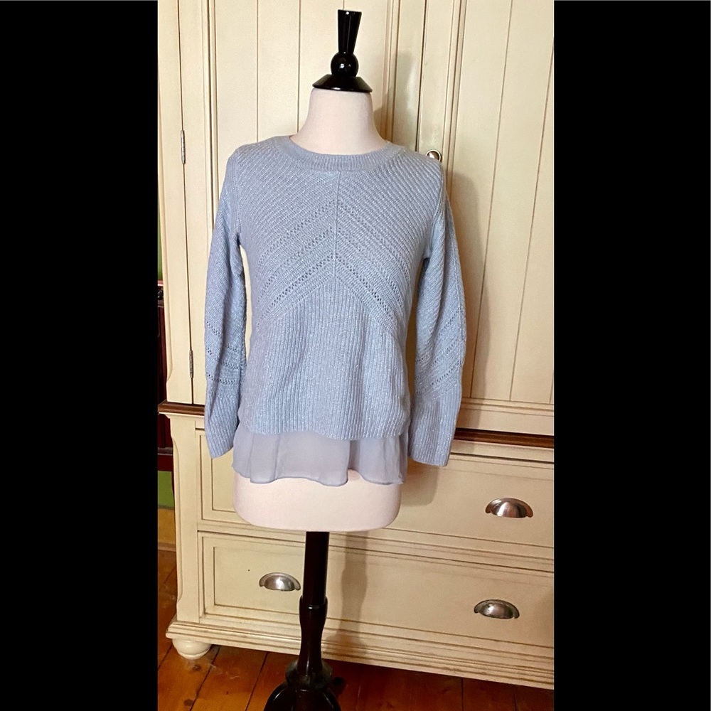 ☘️Lucky Brand Shimmer Pointelle Layered Sweater☘️ - Picture 2 of 9